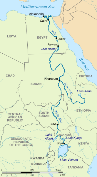 Map of Sudan with Nile River running across